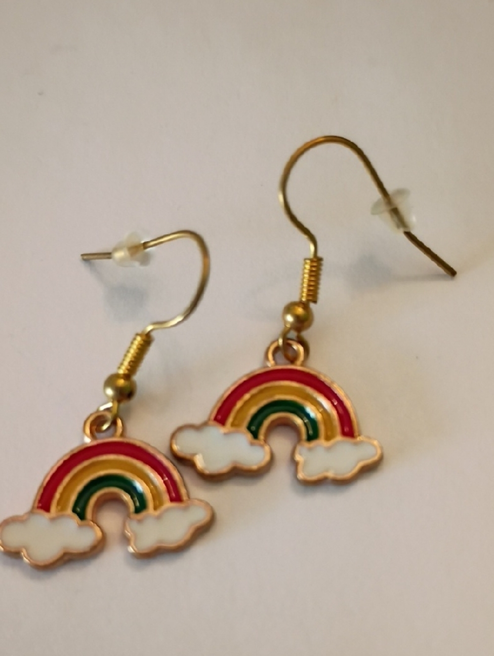Clearance Rainbow Cloud Dangle Earrings - Gold Tone